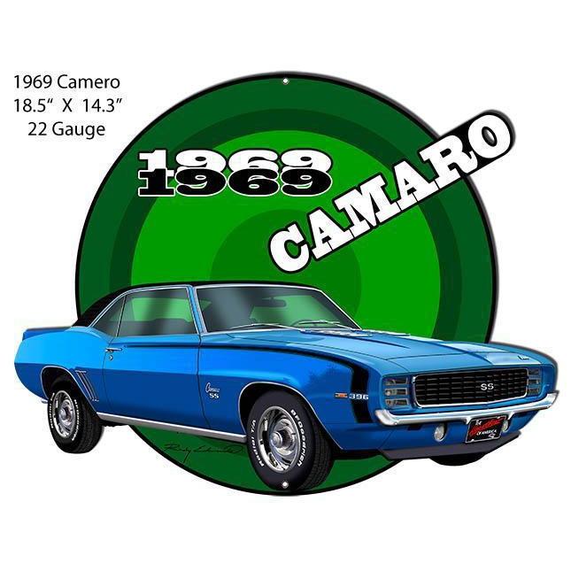 1969 Blue Camaro SS Laser Cut Metal Sign-Metal Signs-Grease Monkey Garage