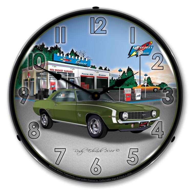1969 Camaro SS Rocket Gas LED Clock-LED Clocks-Grease Monkey Garage