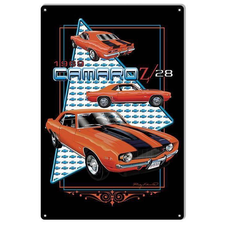 1969 Orange Camaro Z/28 Metal Sign-Metal Signs-Grease Monkey Garage