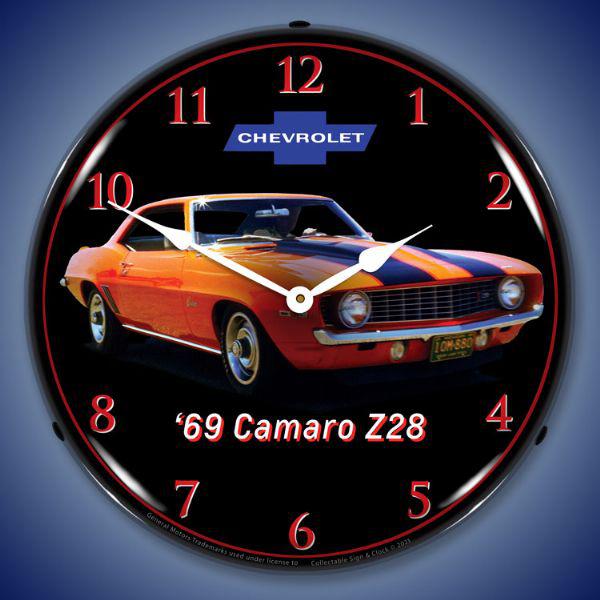 1969 Z28 Camaro Backlit LED Clock-LED Clocks-Grease Monkey Garage