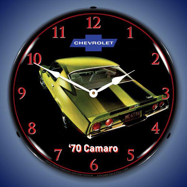 1970 Camaro Z28 Green Backlit LED Clock-LED Clocks-Grease Monkey Garage