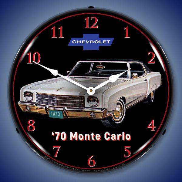 1970 Monte Carlo White Backlit LED Clock-LED Clocks-Grease Monkey Garage