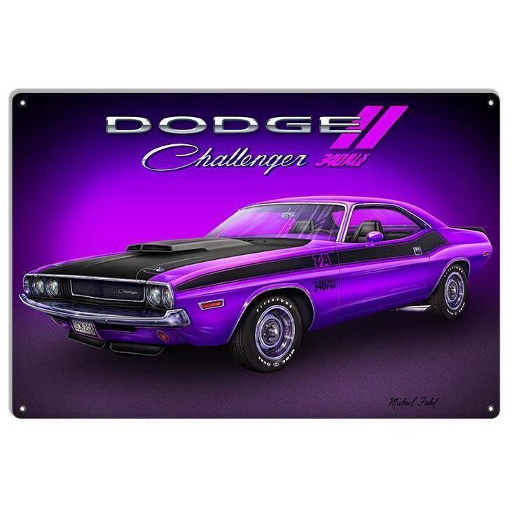 1970 Purple Dodge Challenger Metal Sign – Grease Monkey Garage