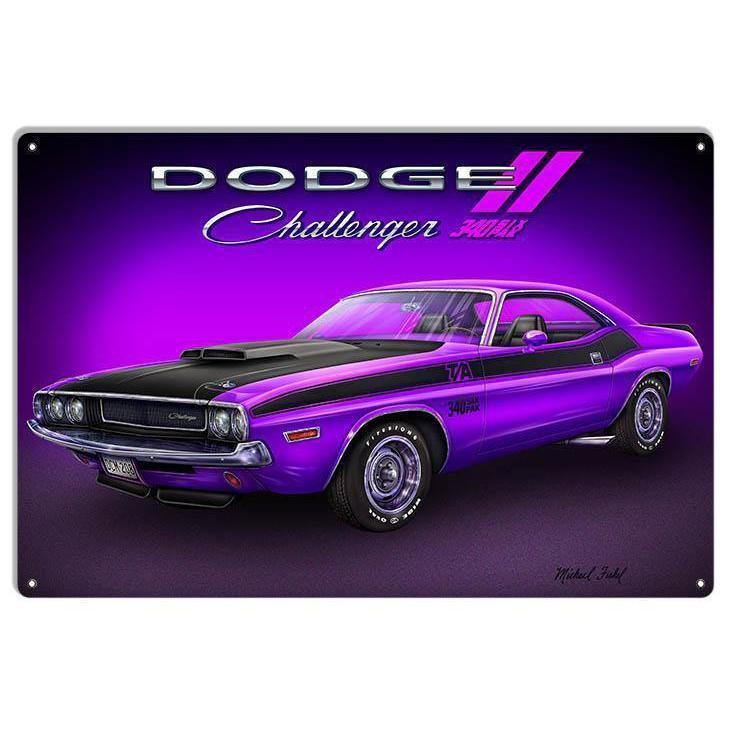 1970 Purple Dodge Challenger Metal Sign-Metal Signs-Grease Monkey Garage