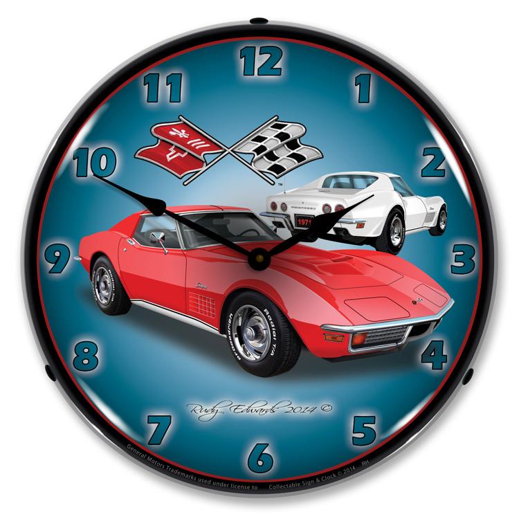 1971 Corvette Stingray Red LED Clock-LED Clocks-Grease Monkey Garage