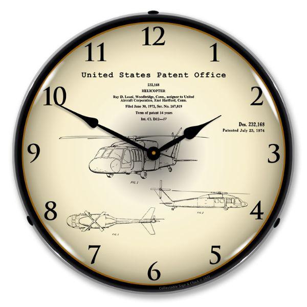 1972 Sikorsky UH-60 Black Hawk Patent Backlit LED Clock-LED Clocks-Grease Monkey Garage