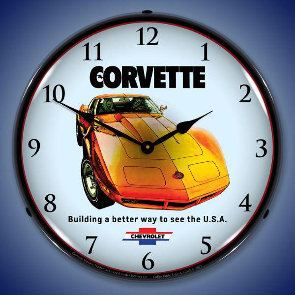 1974 Corvette Backlit LED Clock-LED Clocks-Grease Monkey Garage