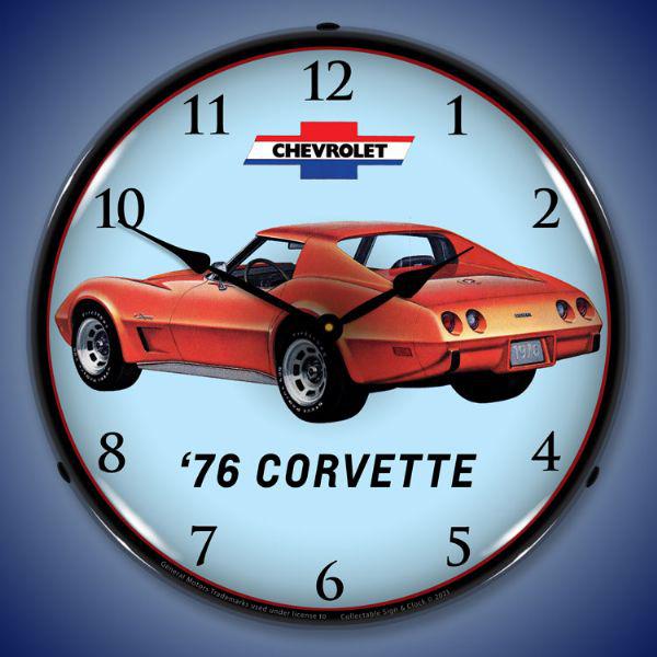 1976 Corvette Backlit LED Clock-LED Clocks-Grease Monkey Garage