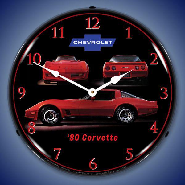 1980 Corvette Backlit LED Clock-LED Clocks-Grease Monkey Garage