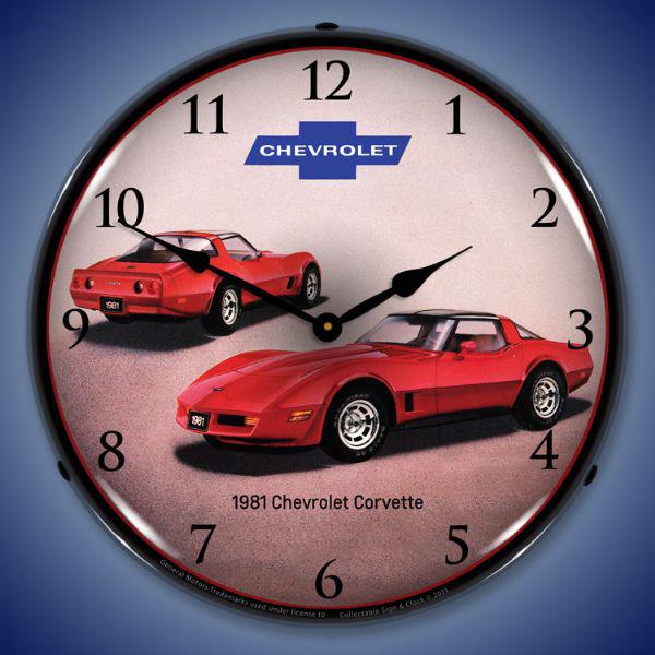 1981 Corvette Backlit LED Clock-LED Clocks-Grease Monkey Garage