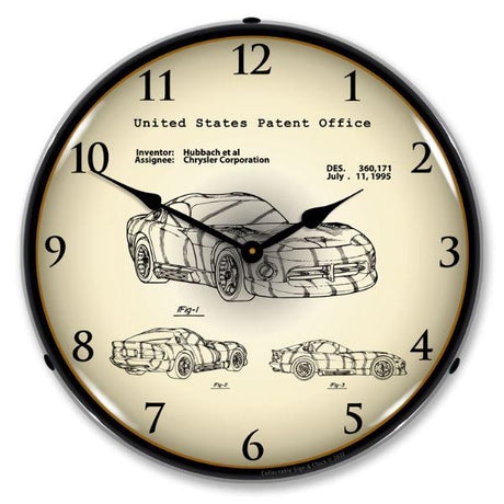 1996 Dodge Viper SRT Patent Backlit LED Clock-LED Clocks-Grease Monkey Garage