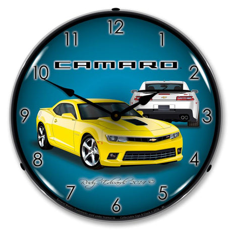 2014 SS Camaro Bright Yellow LED Clock-LED Clocks-Grease Monkey Garage