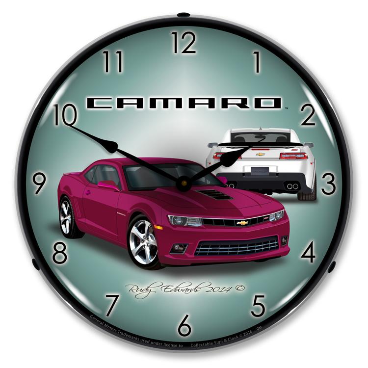 2014 SS Camaro Deep Magenta LED Clock-LED Clocks-Grease Monkey Garage