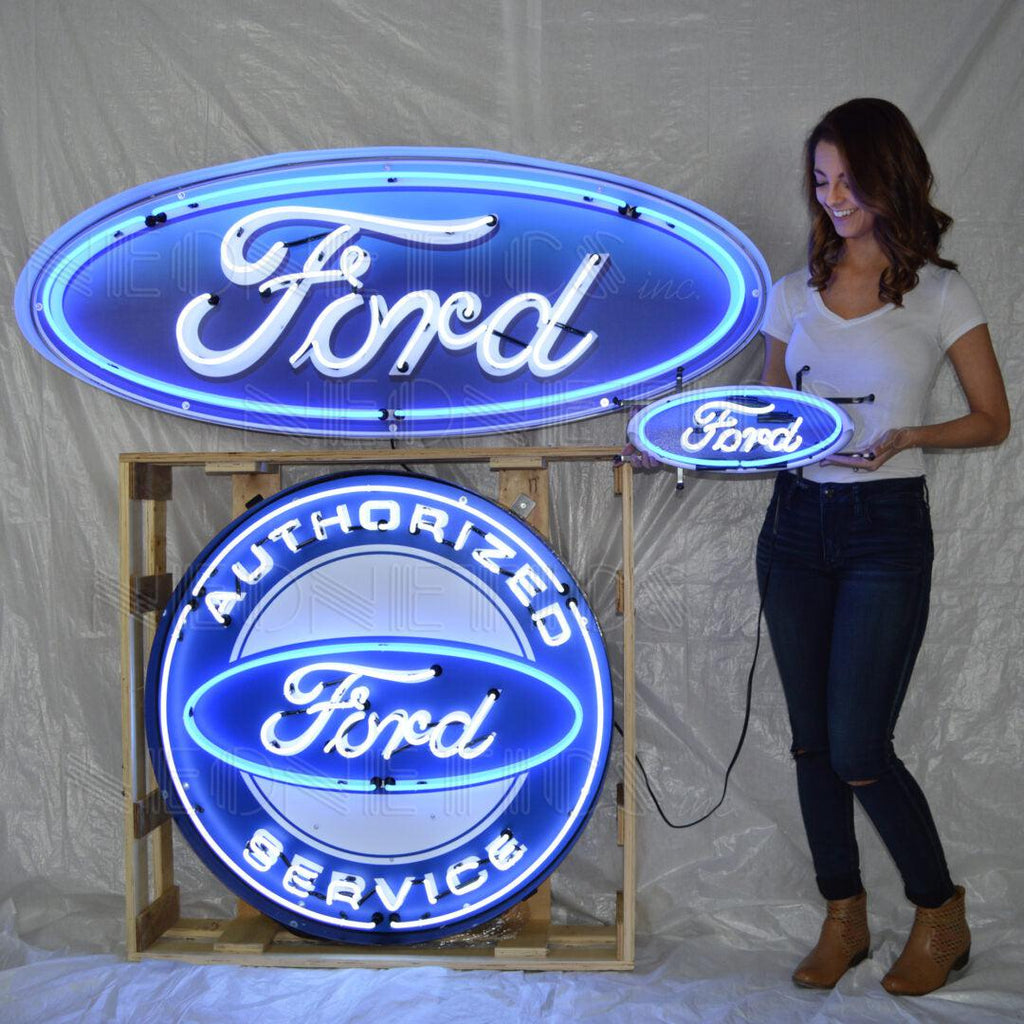 5 Foot Ford Oval Neon Sign in Steel Can-Neon Signs-Grease Monkey Garage