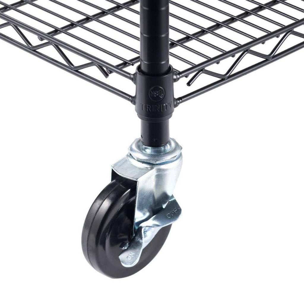 5-Tier Commercial Grade Wire Shelving 48"x24"x72" with Wheels - Black-Grease Monkey Garage