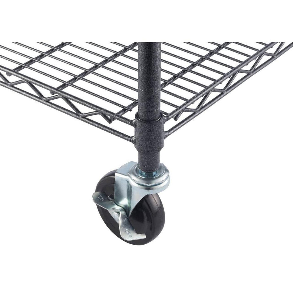 6-Tier Commercial Grade Wire Shelving 48"x18"x72" with Wheels - Black Anthracite-Grease Monkey Garage