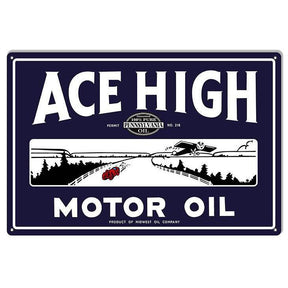 Ace High Motor Oil Metal Sign-Metal Signs-Grease Monkey Garage