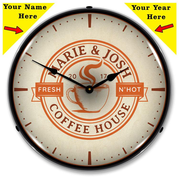 Add Your Name Coffee House Backlit LED Clock-LED Clocks-Grease Monkey Garage