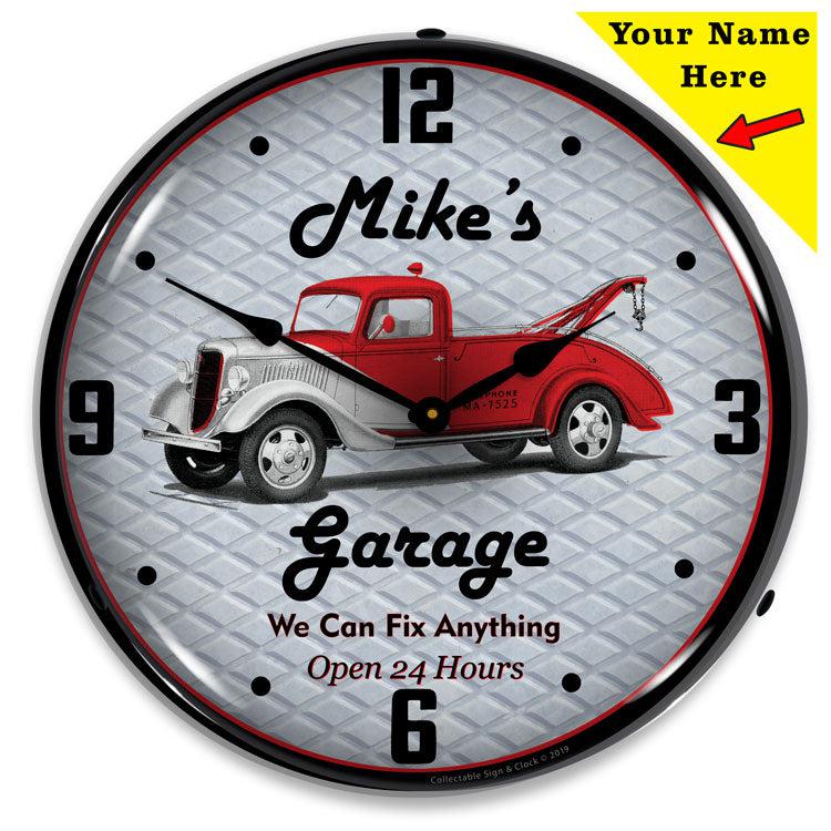 Add Your Name Garage Backlit LED Clock-LED Clocks-Grease Monkey Garage