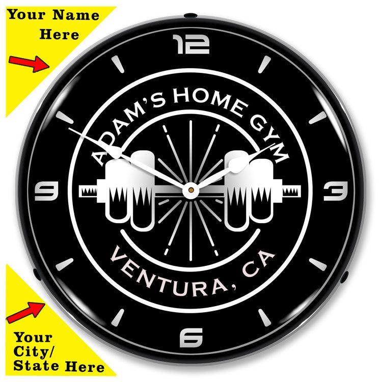 Add Your Name Home Gym Backlit LED Clock-LED Clocks-Grease Monkey Garage