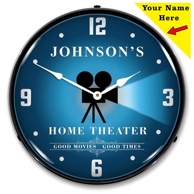 Add Your Name Home Theater Backlit LED Clock-LED Clocks-Grease Monkey Garage