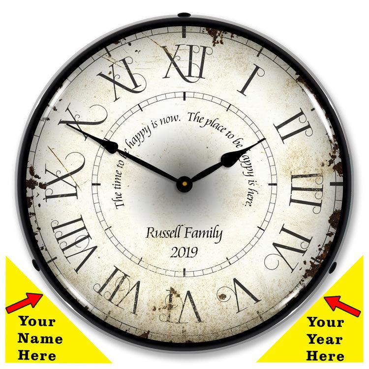 Add Your Name Roman Antique Backlit LED Clock-LED Clocks-Grease Monkey Garage