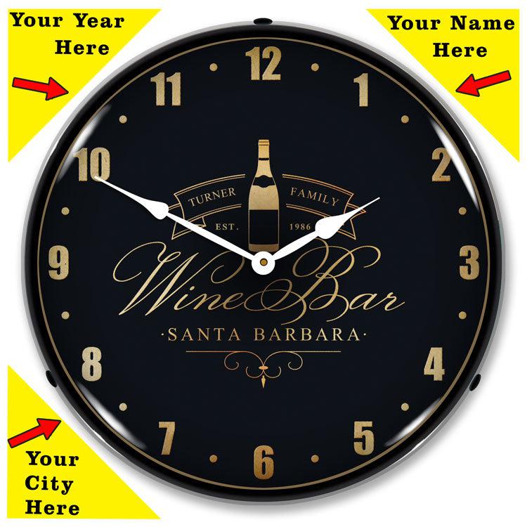 Add Your Name Wine Bar Backlit LED Clock-LED Clocks-Grease Monkey Garage