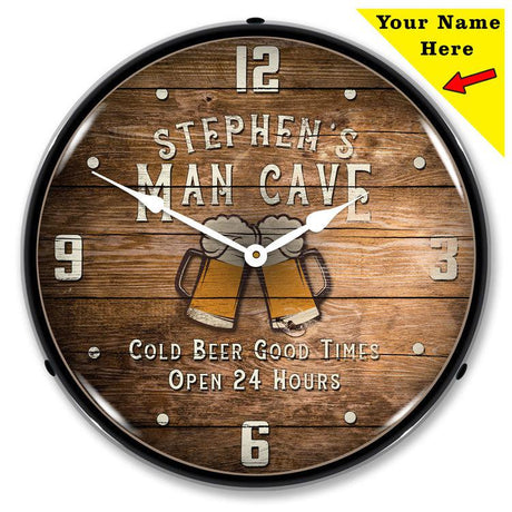 Add Your name Man Cave Backlit LED Clock-LED Clocks-Grease Monkey Garage