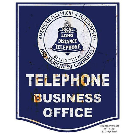 Aged AT&T Telephone Business Office-Metal Signs-Grease Monkey Garage