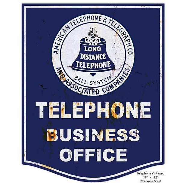 Aged AT&T Telephone Business Office-Metal Signs-Grease Monkey Garage