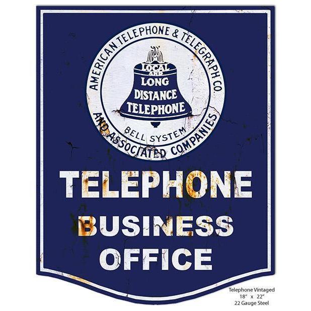 Aged AT&T Telephone Business Office-Metal Signs-Grease Monkey Garage