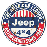 Aged American Legend 1941 Jeep Sign-Metal Signs-Grease Monkey Garage
