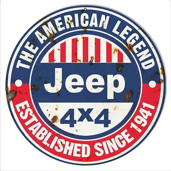 Aged American Legend 1941 Jeep Sign – Grease Monkey Garage