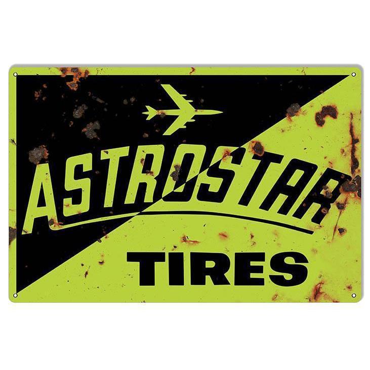 Aged Astrostar Tires Metal Sign-Metal Signs-Grease Monkey Garage