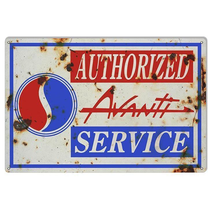 Aged Avanti Authorized Service Metal Sign-Metal Signs-Grease Monkey Garage