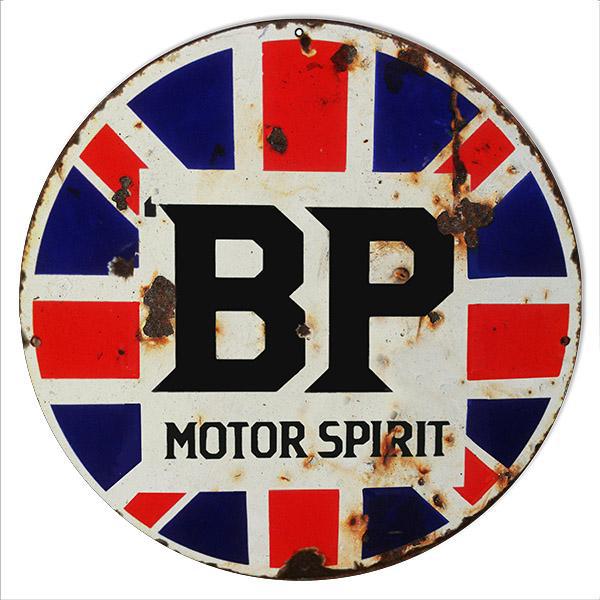 Aged BP Motor Spirit Metal Sign-Metal Signs-Grease Monkey Garage
