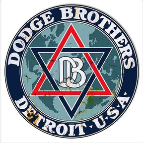 Aged Blue Dodge Brothers Metal Sign-Metal Signs-Grease Monkey Garage