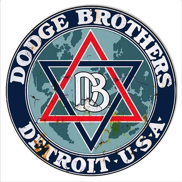 Aged Blue Dodge Brothers Metal Sign-Metal Signs-Grease Monkey Garage