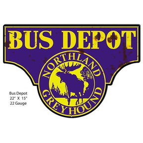 Aged Bus Depot Northland Greyhound Laser Cut Sign-Metal Signs-Grease Monkey Garage