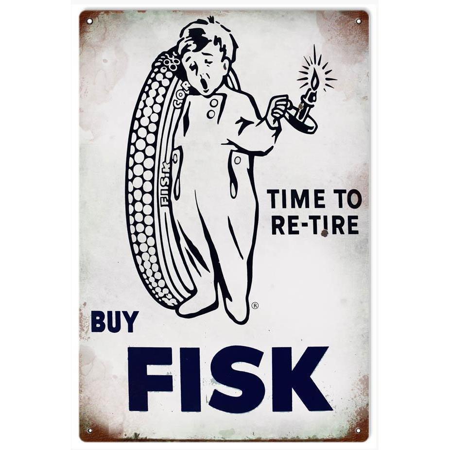 Aged Buy Fisk Tires Metal Sign-Metal Signs-Grease Monkey Garage