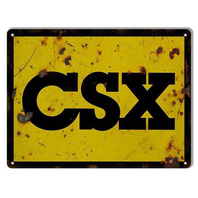 Aged CSX Railroad Metal Sign-Metal Signs-Grease Monkey Garage