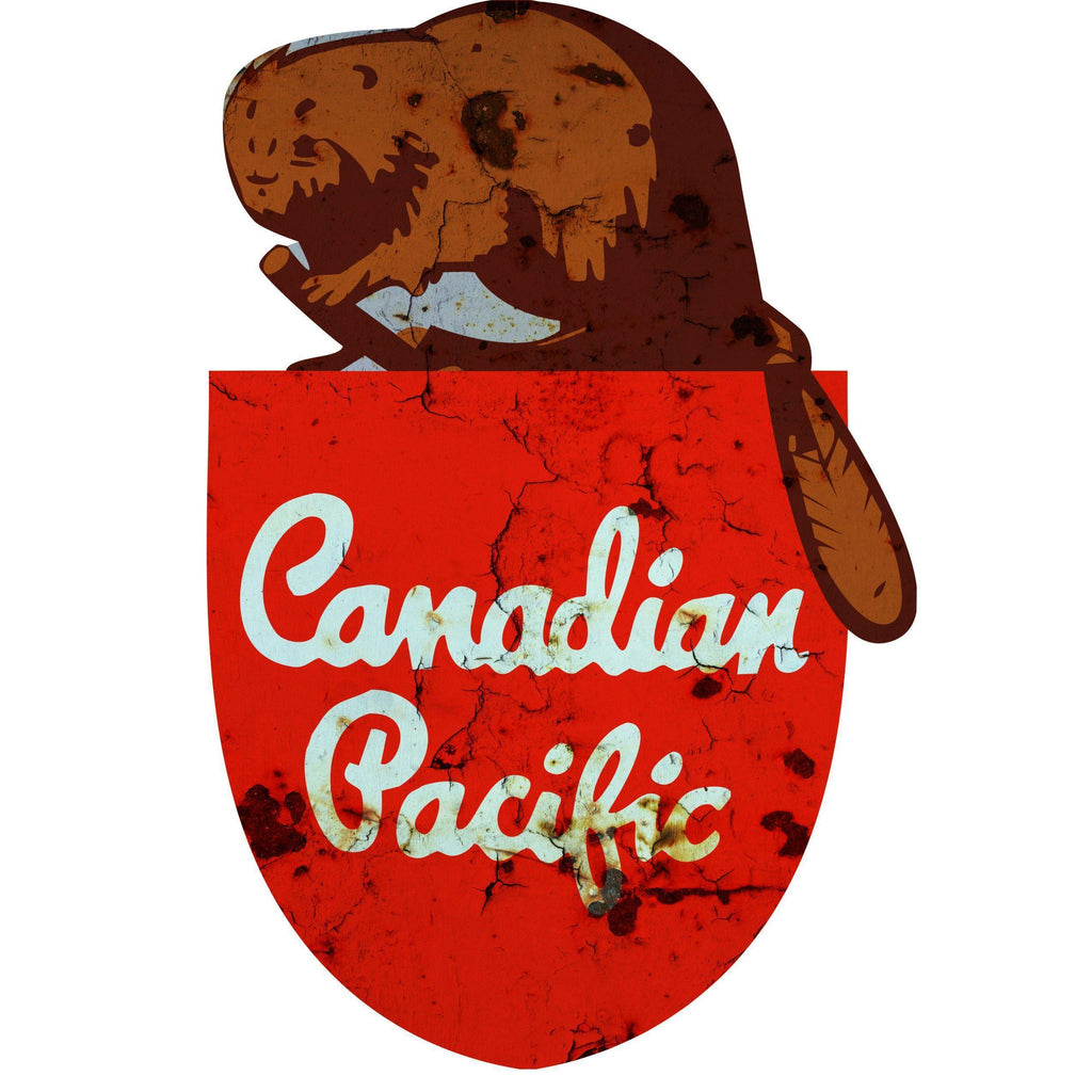 Aged Canadian Pacific Railroad Laser Cut Metal Sign-Metal Signs-Grease Monkey Garage