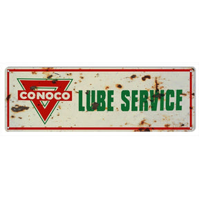 Aged Conoco Lube Service Metal Sign-Metal Signs-Grease Monkey Garage