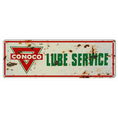 Aged Conoco Lube Service Metal Sign-Metal Signs-Grease Monkey Garage