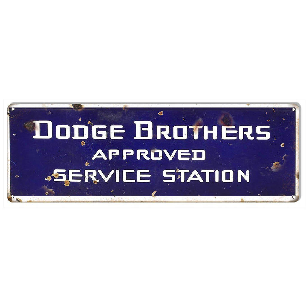 Aged Dodge Approved Service Station Metal Sign-Metal Signs-Grease Monkey Garage