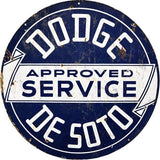 Aged Dodge Desoto Approved Service Metal Sign-Metal Signs-Grease Monkey Garage