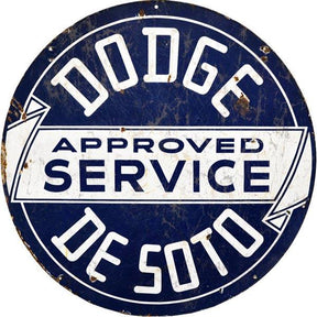 Aged Dodge Desoto Approved Service Metal Sign-Metal Signs-Grease Monkey Garage