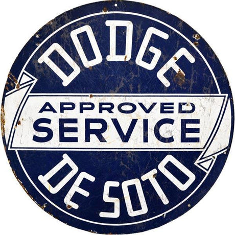 Aged Dodge Desoto Approved Service Metal Sign-Metal Signs-Grease Monkey Garage