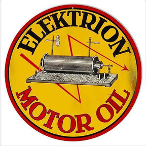 Aged Elektrion Motor Oil Metal Sign-Metal Signs-Grease Monkey Garage