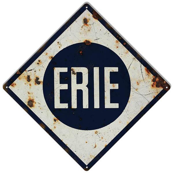 Aged Erie Railroad Metal Sign-Metal Signs-Grease Monkey Garage